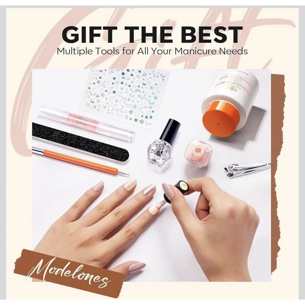 Modelones Nail Polish Kit Manicure Gift Set Neutral Glitter Mini Lacquer Kit